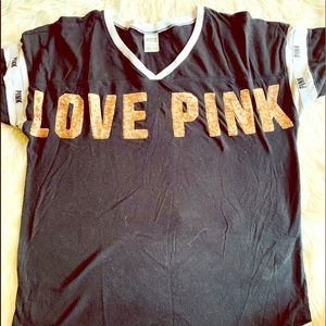 Pink V neck short sleeve